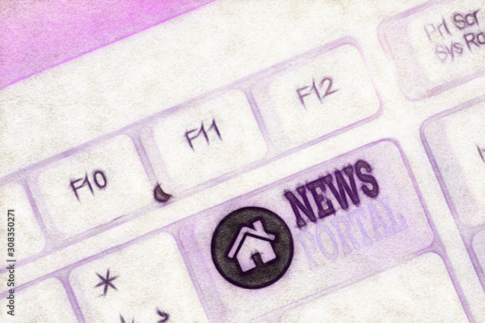 Poster writing note showing news portal. business concept for designed website that brings information from