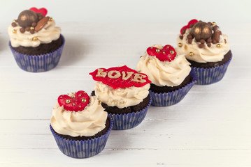 Birthday cupcake with love. Cupcakes for Valentine's Day.