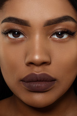 Woman face. Beauty black fresh skin girl African Ethnic female. Young african american model. Lux...