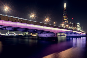 Fototapeta premium View of Illuminated London Bridge and the Shard at Night