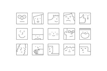 vector people faces drawing / icon set