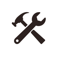 Wrench and hammer. Tools icon for web computer and mobile