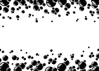 Underwater air bubbles.  Abstract background. Texture of the sea, aquarium, pond. Fizzy water or soap foam texture. Effervescent drink.   Black silhouette. Isolated. Vector illustration