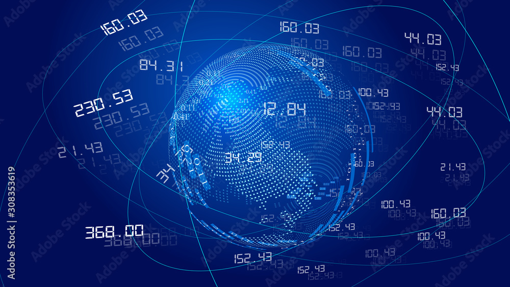Poster the big data background of network technology constructed by luminous lines, digital and digital ear