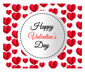 have a circle shape on heart patterned background and writes valentines day