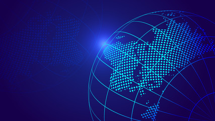 Digital earth, point and line connection, innovative technology polygon network connection concept