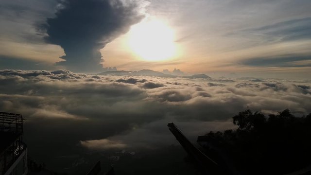 Toraja, Indonesia - 11 November 2019: Aerial over Negeri di atas awan, Lolai, Toraja, Indonesia 