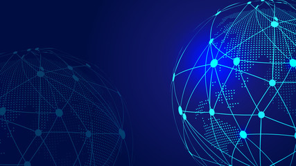 Digital earth, point and line connection, innovative technology polygon network connection concept