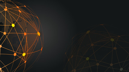 Digital earth, point and line connection, innovative technology polygon network connection concept