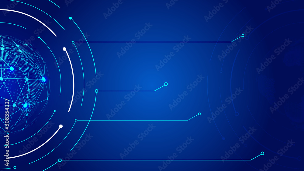 Poster dots and lines connect to create a global interface for future technological innovation