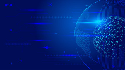 Digital earth, point and line connection, innovative technology polygon network connection concept