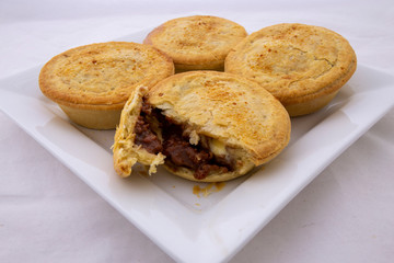Beef pie with mushy peas