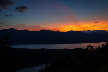 Wonderful summer sunset over lake