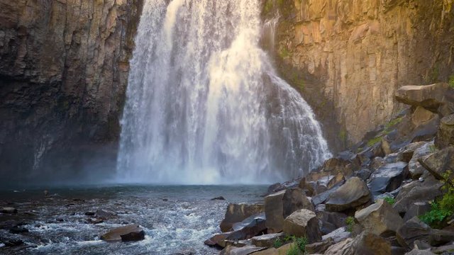 The beautiful Rainbow Falls in the Ansel Adams Wilderness near Mammoth Lakes California USA