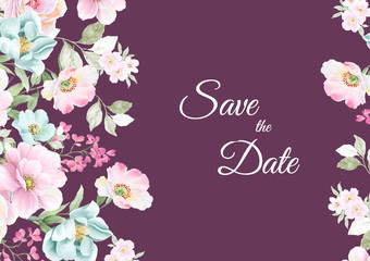 Beautiful flowers and leaves painted