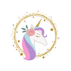 Cute kawaii magic unicorn vector design