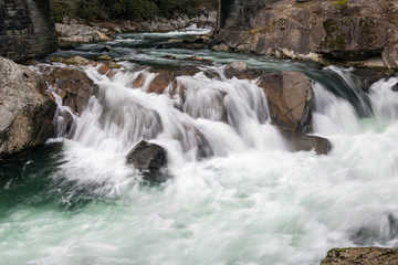 fast moving river water over rocks