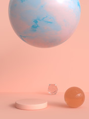 pink/orange scene abstract 3d render blank podium