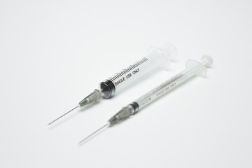 Syringe on a  white background
