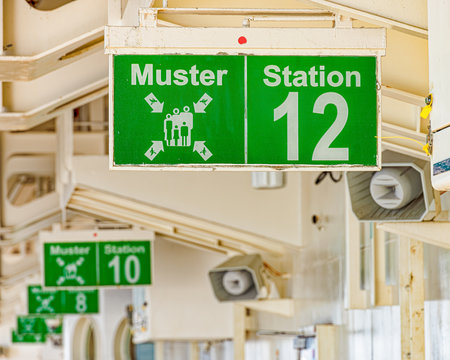 Muster station on cruise ship