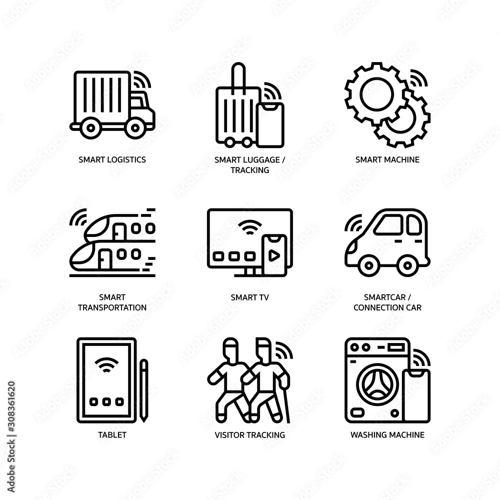 Wall mural internet of things icons set