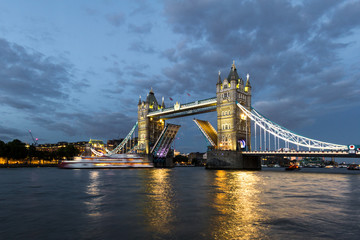 Tower Bridge lifting at Dusk