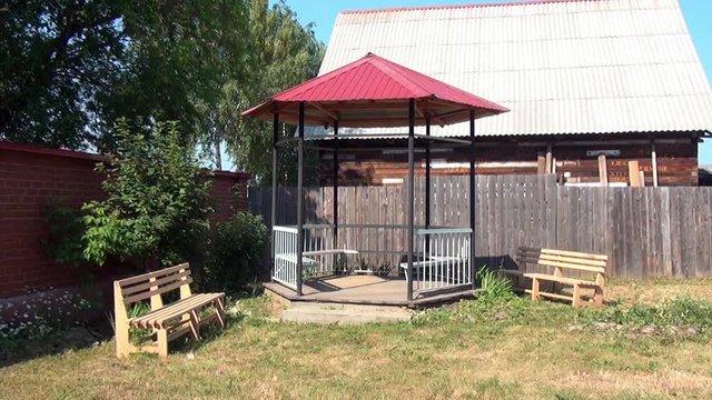 Yard of museum of Remembrance of Representatives of Russian Imperial House. Building, which contained relatives of Nicholas II before their execution. Outdoor School in Alapaevsk.