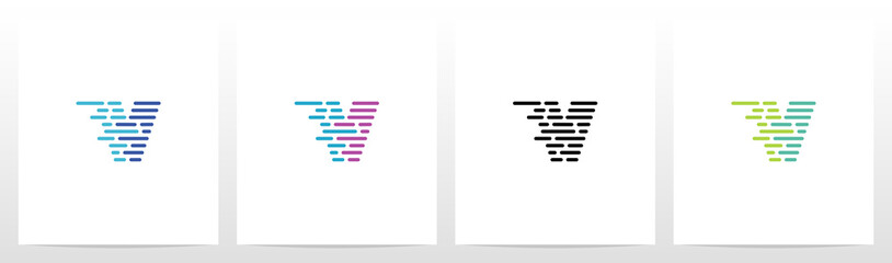 Lines And Dots Letter Logo Design V