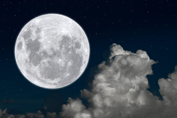 Naklejka na ściany i meble Full moon and white cloud at night.