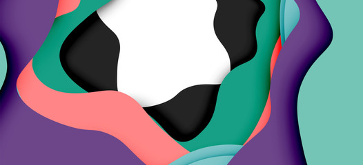 Vector decorative background. Abstract web template with cut out 3d paper abstract waves on light background for decoration design.