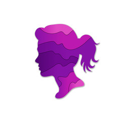 Obraz na płótnie Canvas Colorful isolated line cut gradient silhouette of woman's face profile