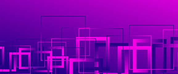 Abstract background with simple square or rectangle geometrical shapes. Geometric template with fluid gradients. Line design, technology concept. Vector Illustration For Wallpaper, Banner Background