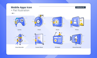 Fototapeta na wymiar Flat design collection of icon mobile application 01