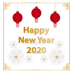 Happy Chinese new year 2020 year of the rat paper cut style. Vector Illustration. Background for greetings, card, flyers, invitation, posters, brochure, banners, calendar.