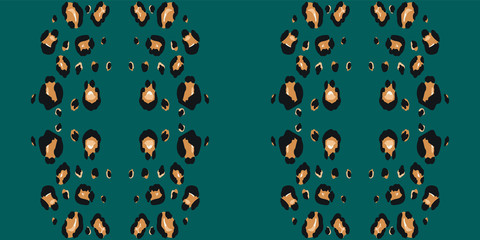 Green Jaguar Vector Seamless Pattern. Swamp 
