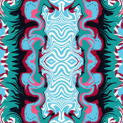 Fototapeta premium Indigo Tile Vector Seamless Pattern. Pink 