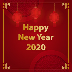 Naklejka premium Happy Chinese new year 2020 year of the rat paper cut style. Vector Illustration. Background for greetings, card, flyers, invitation, posters, brochure, banners, calendar.