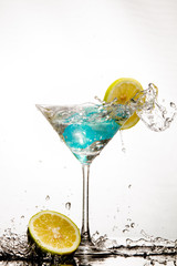 blue cocktail with splash