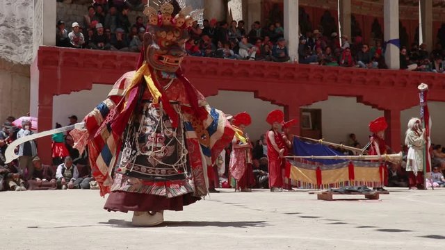 mask dance by the monks of lama yuru monastery, ladakh