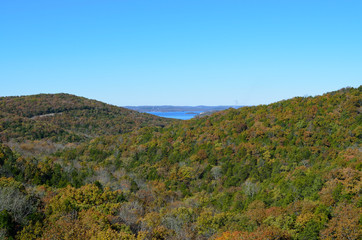 Lake and fall foliage in the mountains
