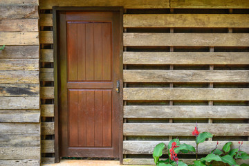 Wooden door in the garden.