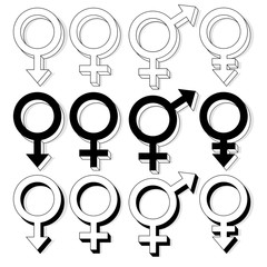 Sex symbols vector illustration. Different signes of sex identification. Lgbt friendly.