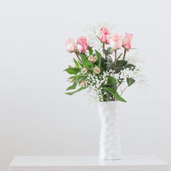 pink roses in vase