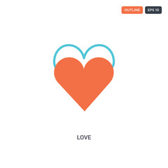 2 color Love concept line vector icon. isolated two colored Love outline icon with blue and red colors can be use for web, mobile. Stroke line eps 10.
