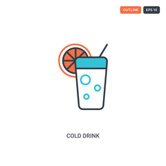 2 color Cold drink concept line vector icon. isolated two colored Cold drink outline icon with blue and red colors can be use for web, mobile. Stroke line eps 10.