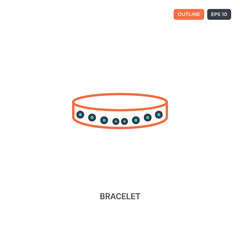 2 color Bracelet concept line vector icon. isolated two colored Bracelet outline icon with blue and red colors can be use for web, mobile. Stroke line eps 10.