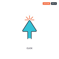 2 color Click concept line vector icon. isolated two colored Click outline icon with blue and red colors can be use for web, mobile. Stroke line eps 10.