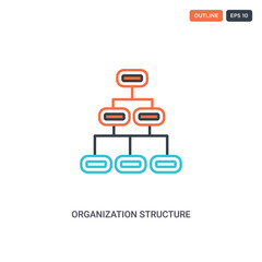 2 color organization structure concept line vector icon. isolated two colored organization structure outline icon with blue and red colors can be use for web, mobile. Stroke line eps 10.