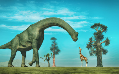 Giraffe vs brachiosaurus © Orlando Florin Rosu