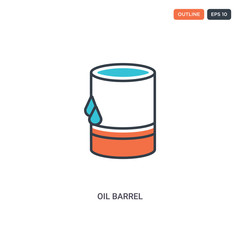 2 color oil barrel concept line vector icon. isolated two colored oil barrel outline icon with blue and red colors can be use for web, mobile. Stroke line eps 10.